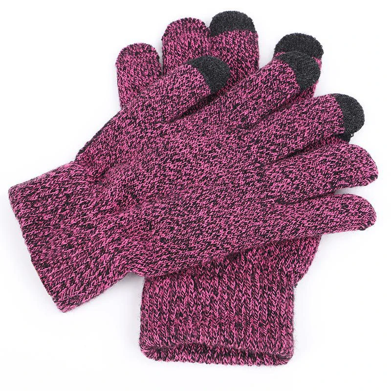Перчатки для женщин/мужчин, Зимние перчатки для женщин и мужчин, унисекс вязаная теплая рукавица, перчатки для разговоров и сенсорных экранов, коврик для мобильного телефона - Цвет: Purpie