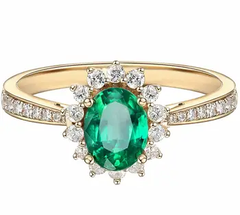 

Vintage fashion green crystal emerald gemstones diamond rings for women 14k gold color jewelry bijoux bague accessory party gift