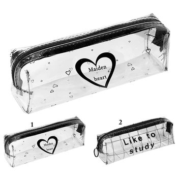 

Korean Simple Transparent Letter Octagonal Pen Bag Small Fresh Creative Student Portable Pencil Bag Stationery Bag Love