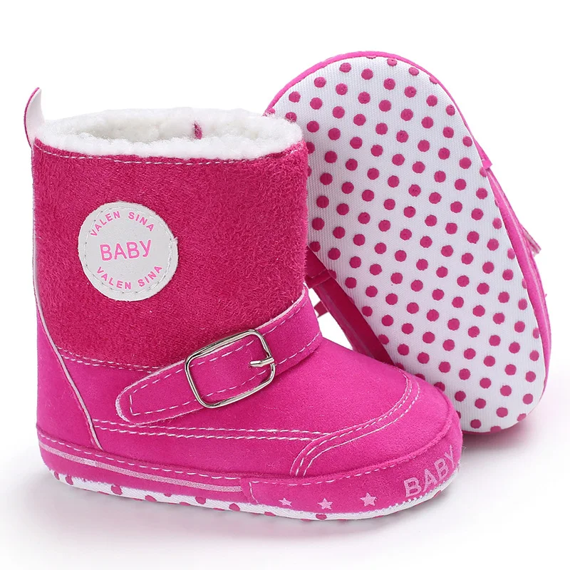 Детские однотонные зимние сапоги для маленьких мальчиков и девочек, детская обувь ботиночки с мягкой подошвой, зимние теплые ботиночки
