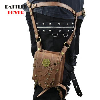 

Men Vintage Steampunk Bag Steam Punk Retro Rock Gothic Goth Shoulder Waist Bags Packs Hip Hop Motor Biker Unisex Women Leg Bag