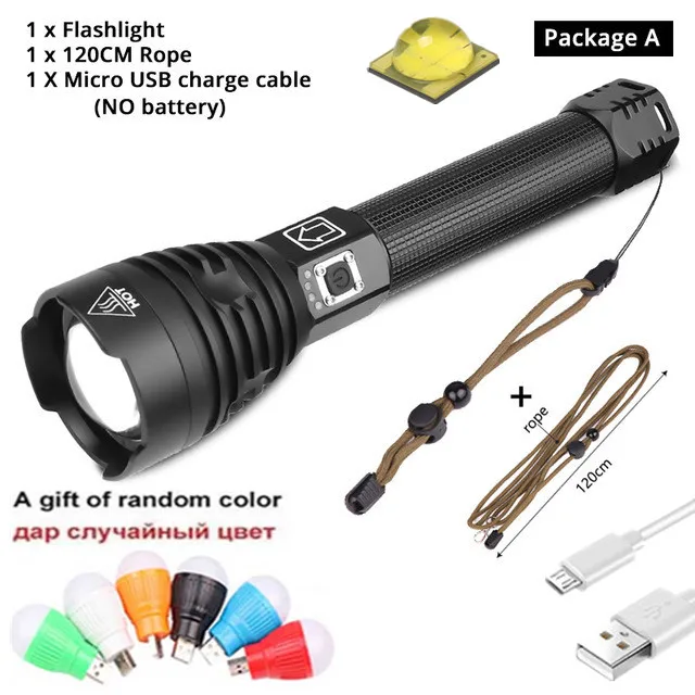 rechargeable led torch 2021 new Portable Ultra Powerful XHP90.3 LED Flashlight 26650 Flashlight XLamp XHP70 USB Rechargeable Tactical Light Zoom Torch blacklight flashlights Flashlights