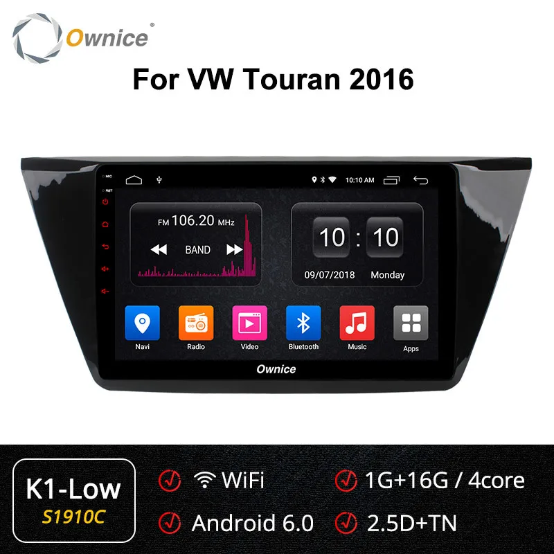 Ownice K6 K5 K3 10," ips автомобильный Android 9,0 автомобильный радиоприемник Gps Navi 2 Din dvd-плеер для Volkswagen Touran 4gb Автомобильный 64gb - Цвет: S1910 K1-Low