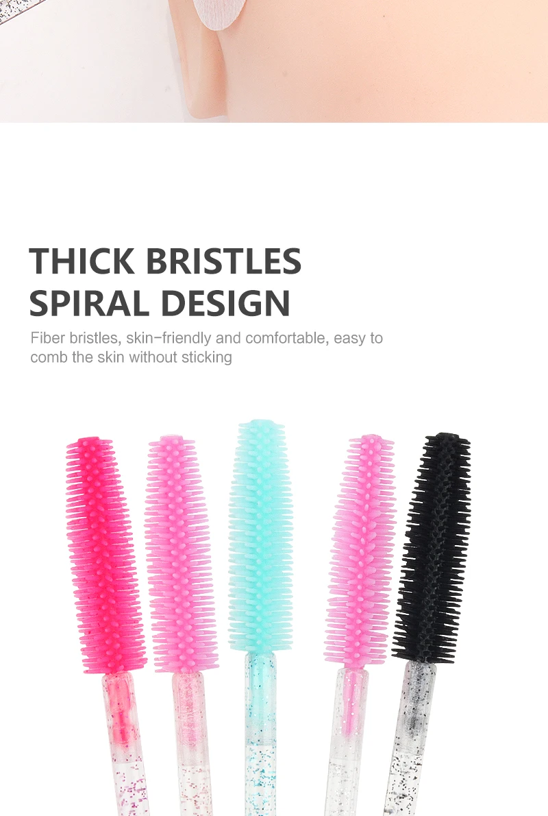 50 stücke Kristall Make-Up Pinsel Diamant Griff Silikon Gel Augenbraue Pinsel Wimpern Kamm Mascara Zauberstab Wimpern Verlängerung Werkzeuge – Detail 7