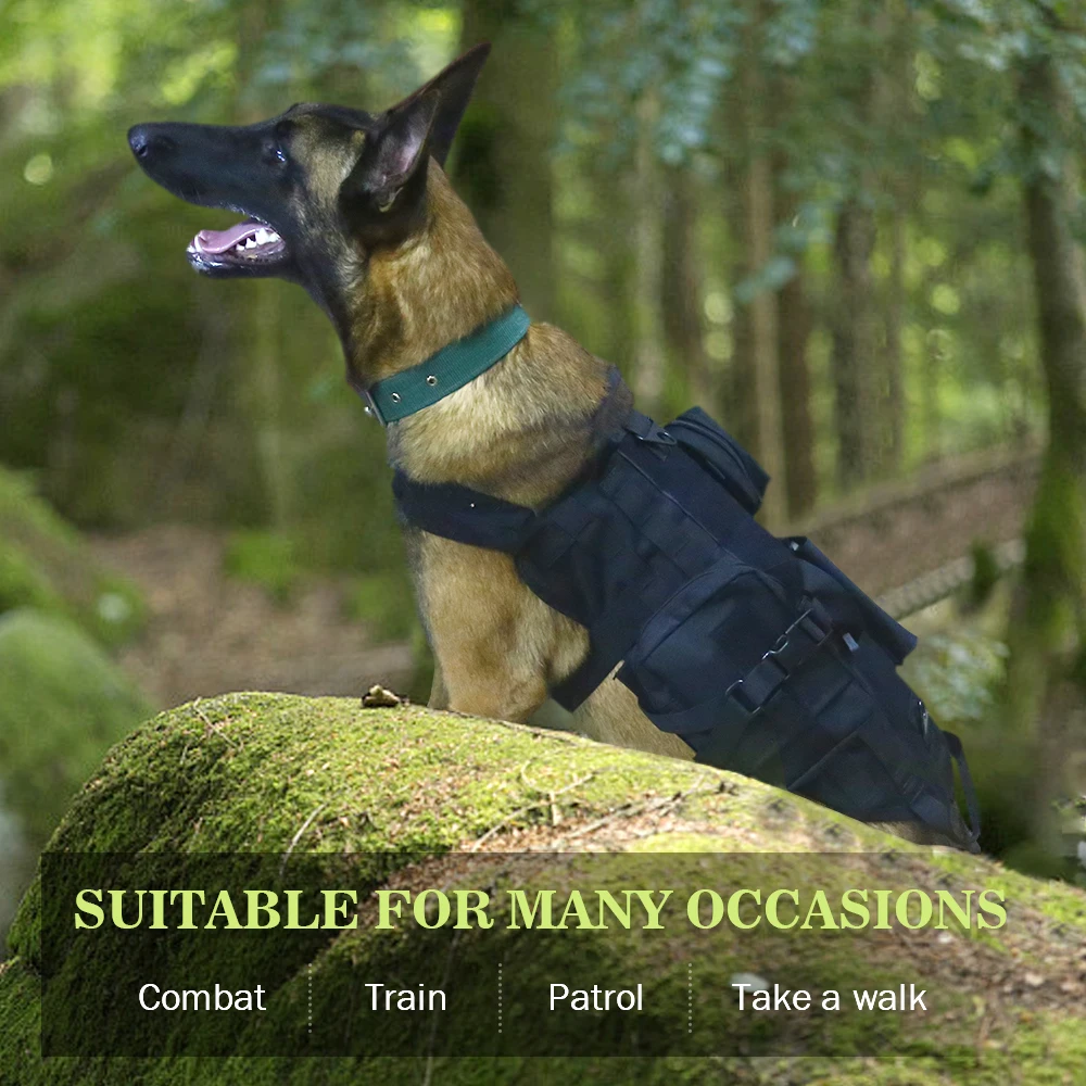 Нейлоновый тактический жилет для собак Регулируемый K9 тренировочный патрульный сервис собачий жгут, поводок опционально для маленьких средних больших собак овчарка