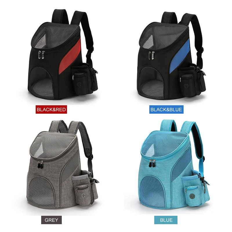 High Quality Dog Backpack Nylon Portable Zipper Breathable Pet Carrier Bags Outdoor Travel Double Mesh Cat Shoulder Bag For Pets