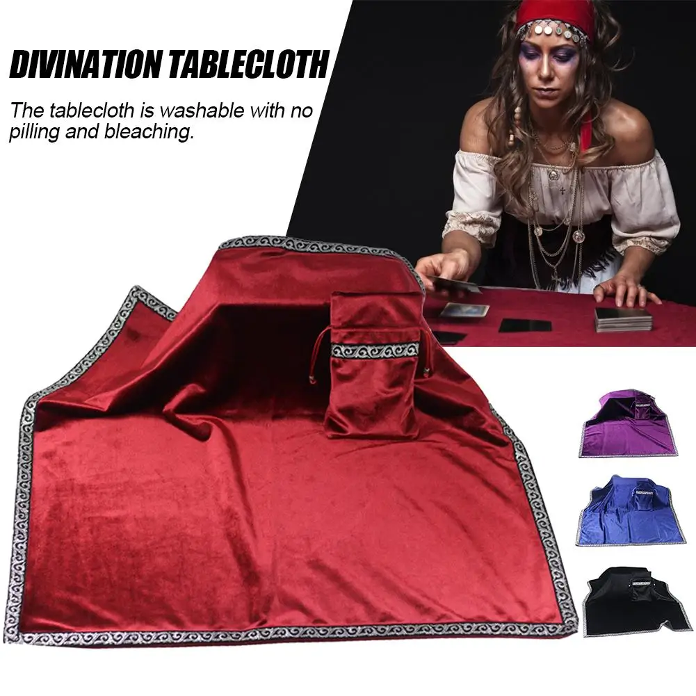 

Tarot Tablecloth With Bags High Quality Flocking Fabric Tarot Board Game Accessories Altar Tarot Ceremony Tablecloth 66*66cm