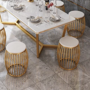 

2019 Nordic NEW Drum Shape Golden Dressing Stool Iron Chair Round Shoe Bench for Living Room Chair Dining Room Stool Modern Deco
