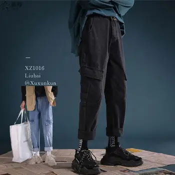 

New Plus size Jeans Men Hip hop Street Wear Joggers Ankle Length Denim Cargo Pants Loose Korean Harem Trousers Sweatpants