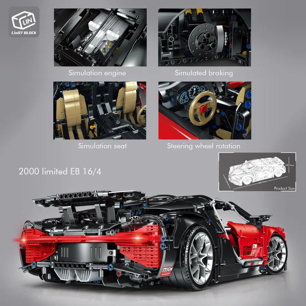 3618 шт Bugatti спортивный автомобиль сборные строительные блоки модель мини-кирпичи для детей игрушки