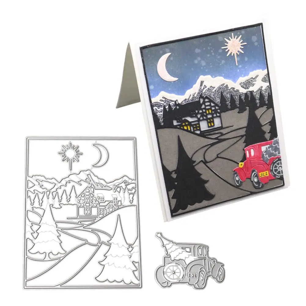 

Nested Stitched Rectangle Frame Metal Cutting on The Way Home Driving Pattern DIY Scrapbooking Paper/photo Cards Embossing Dies