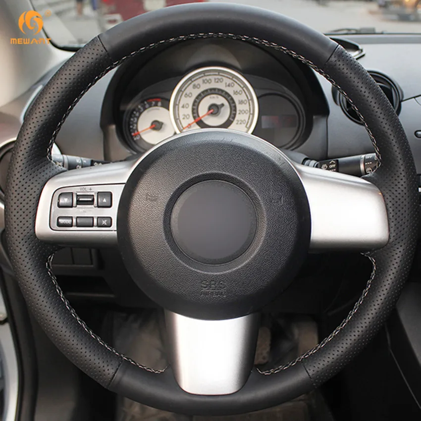 MEWANT черный чехол рулевого колеса автомобиля из натуральной кожи для Mazda 2 2008 2009 2010