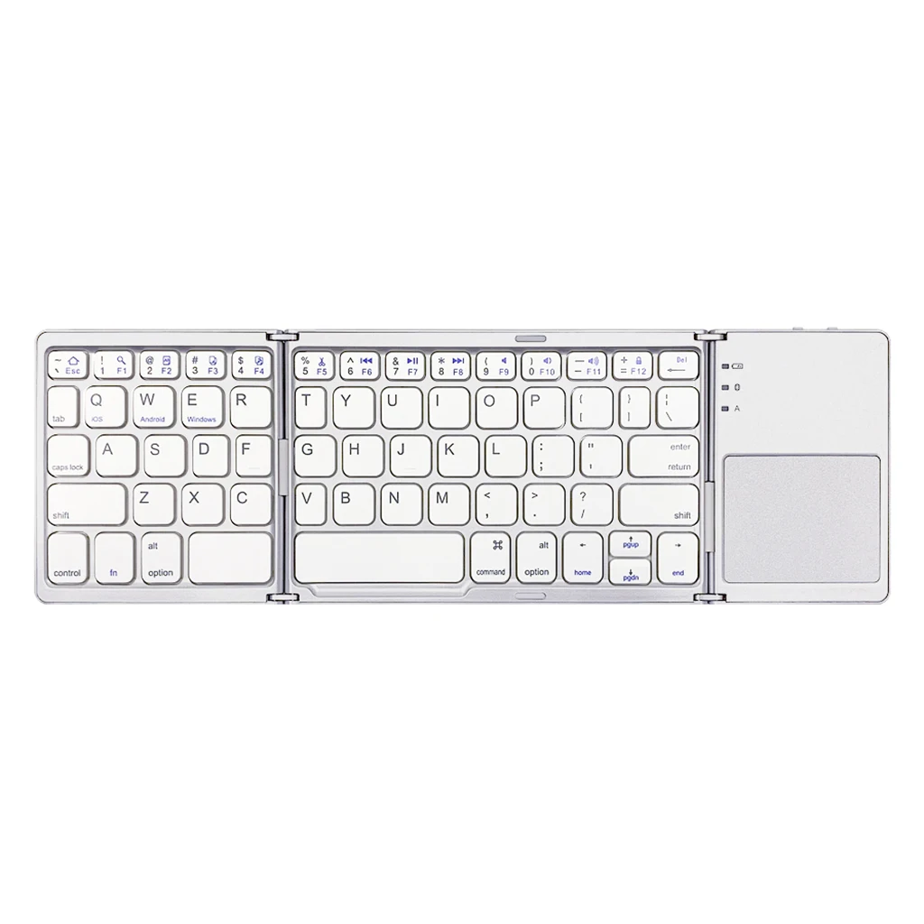 Foldable Bluetooth Keyboard with Touchpad Wireless Keyboard Rechargeable Full Size Ultra Slim Pocket Folding Keyboard