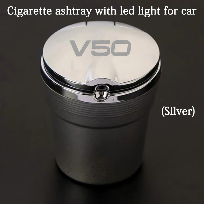 

For Volvo V50 Universal Car Ashtray With Led Lights With Cover Creative Personality Covered Car Inside accessories Car Supplies