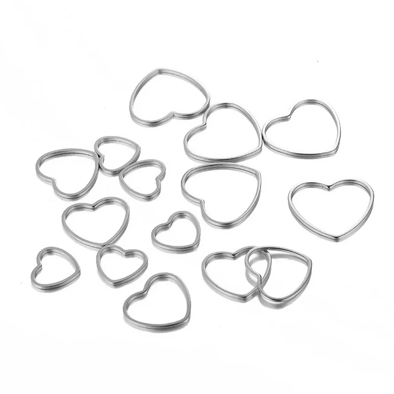 10 шт./лот из нержавеющей стали маленькие ажурные подвески в форме сердца