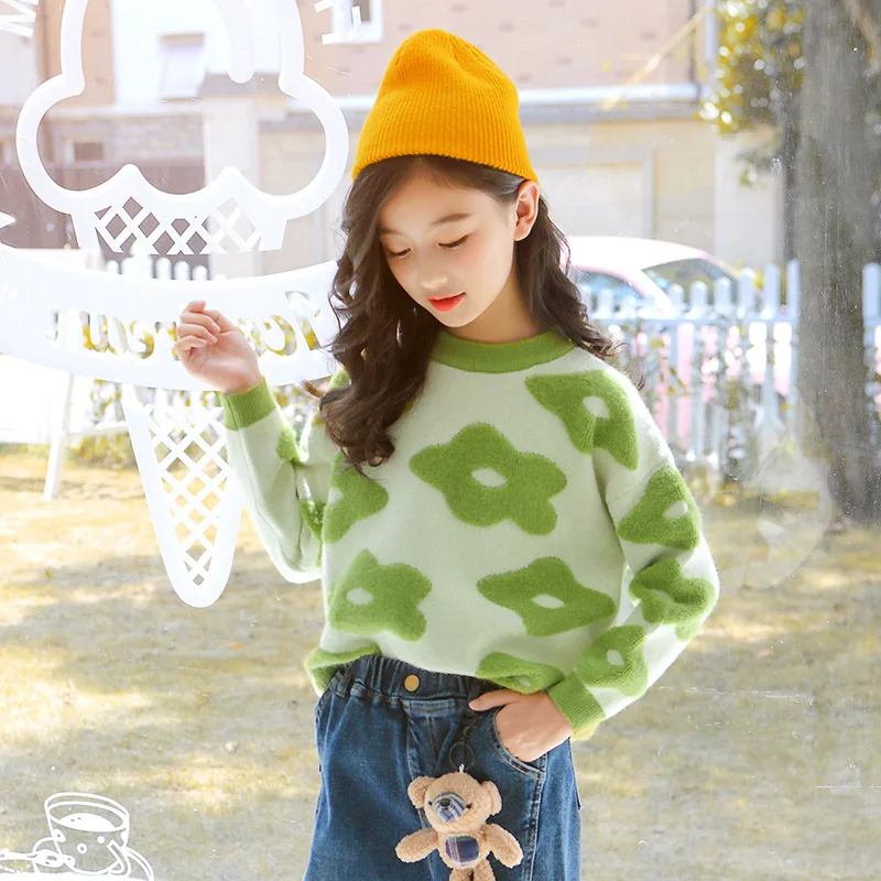 

Girls Sweater Children Knitted Spring Clothes Pullover Sweater For Girls Clothing 5-14t Autumn And Winter New Sweater Clothes