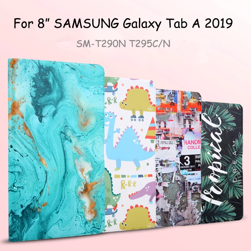 

Painted Fashion Flip PU Leather Stand Protective Cover Case Skin For 8.0'' SAMSUNG Galaxy Tab A 2019 SM-T290N T295N/C Tablet