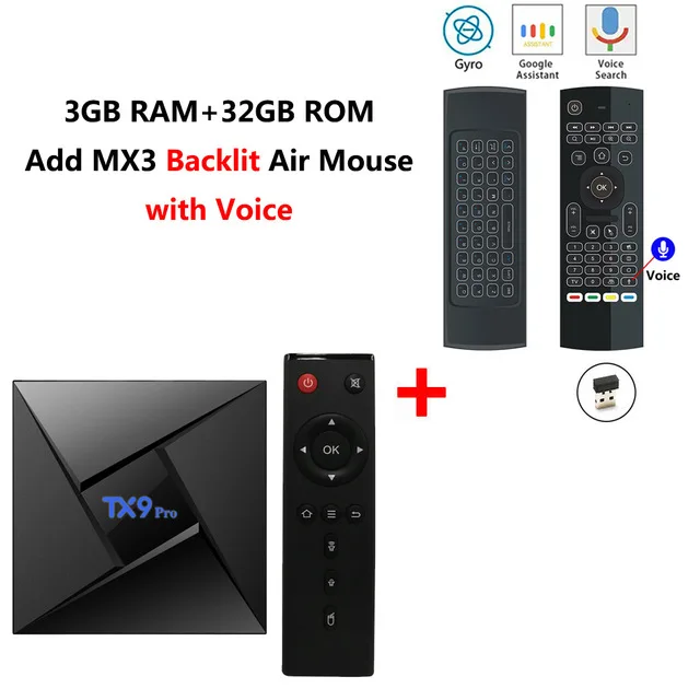 3G 32G EN MX3L Mic TX9 Pro ТВ-приставка Amlogic S912 Восьмиядерный 3g 32G Android 7,1 2,4G/5G двойной WiFi Bluetooth 4,1 4K телеприставка смарт-медиаплеер - Цвет: 3G 32G EN MX3L Mic
