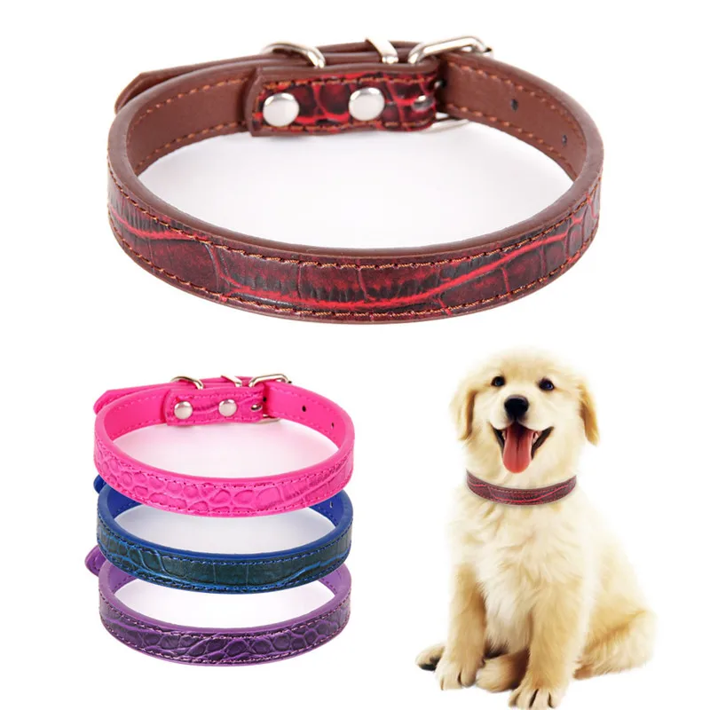 

Solid Alligator Pattern Dog Collar Adjustable PU Personalized Pet Collar for Puppy Dogs Necklace Collars Pet Stuff Martingale