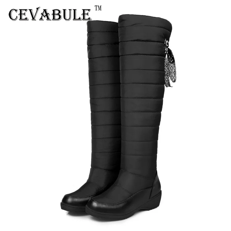 Женские сапоги со шнуровкой CEVABULE повседневные зимние до колена на платформе TYX |