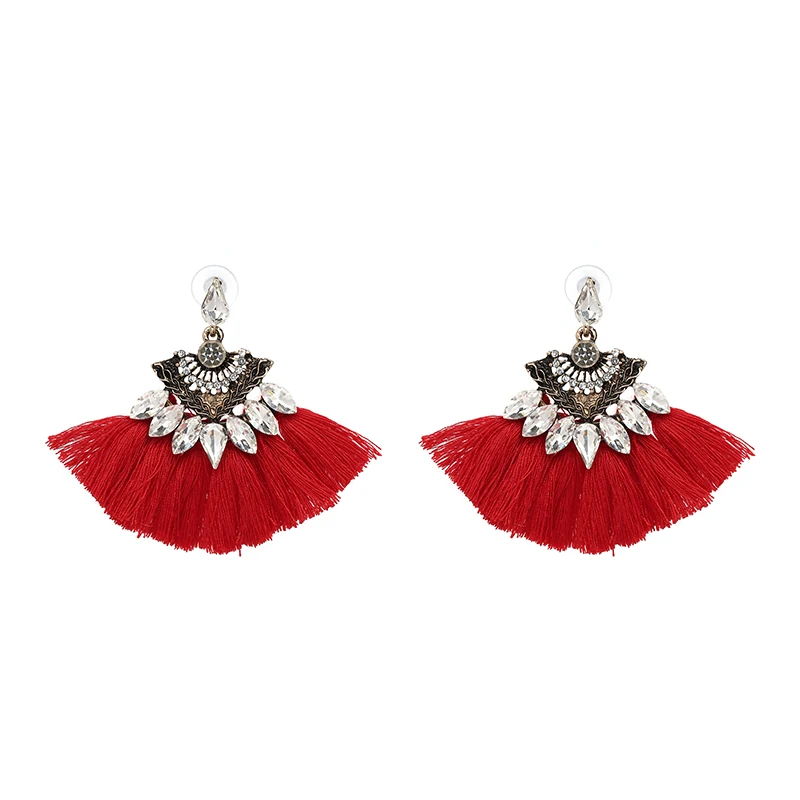 JURAN 32 дизайна красная богемная кисточка ручной работы серьги для женщин женские хрустальные свисающие серьги с бриллиантами статусные модные ювелирные изделия