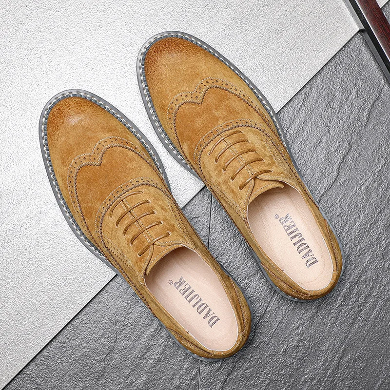 New Autumn Fashion Trend Casual Men Shoes British Formal Dress Real Leather Shoes Wedding Business Brogue Loafers Oxfords