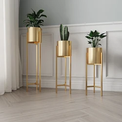 Support de stockage de fleurs de style nordique, support de stockage de type plancher de balcon intérieur, support de pot de fleurs de plantes vertes d'art moderne et simple en fer 