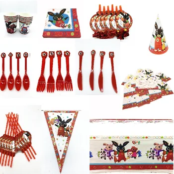 

Bing Rabbit Birthday Party Decorations Flags Baby Shower Rabbit Theme Paper Cups Napkin Straws Hat Straw Banner Knife