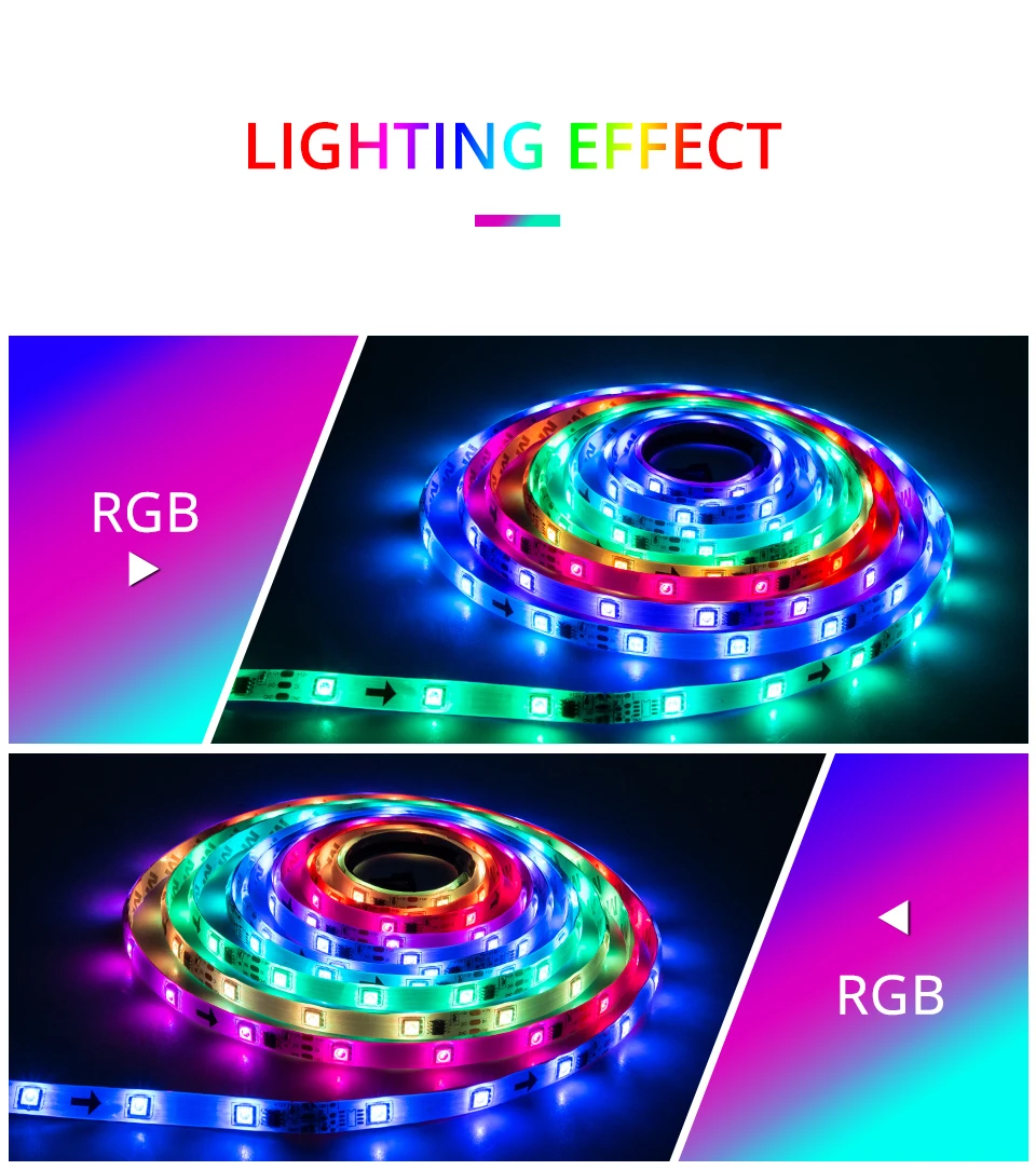 WS2811 5050 SMD RGB LED Strip Light 12V Ribbon Smart APP Bluetooth Controller 60leds/m 1-5M Individually Addressable Diode Tape