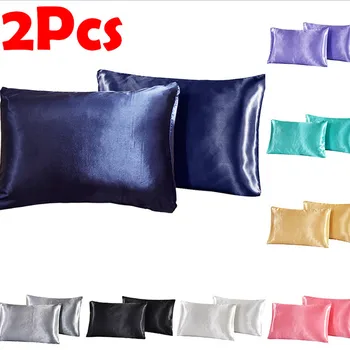 

2Pcs Soft Mulberry Silk Pillow Case Pillowcase Cover Chair Seat Decor Home Bedding Smooth 8 Color Solid Color Bedroom Pillowcase