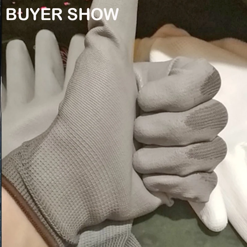 24 Pieces/12 Pairs High Quality Mechanic Protective Glove Palm PU Nitrile Rubber Coated Safety Work Gloves CE 4131X