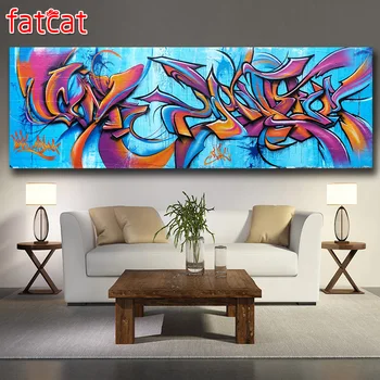 

FATCAT large 5D Diy Daimond Painting Graffiti Vinie Mandra landscape Full Square Round Rhinestone Embroidery Sale decor AE1351