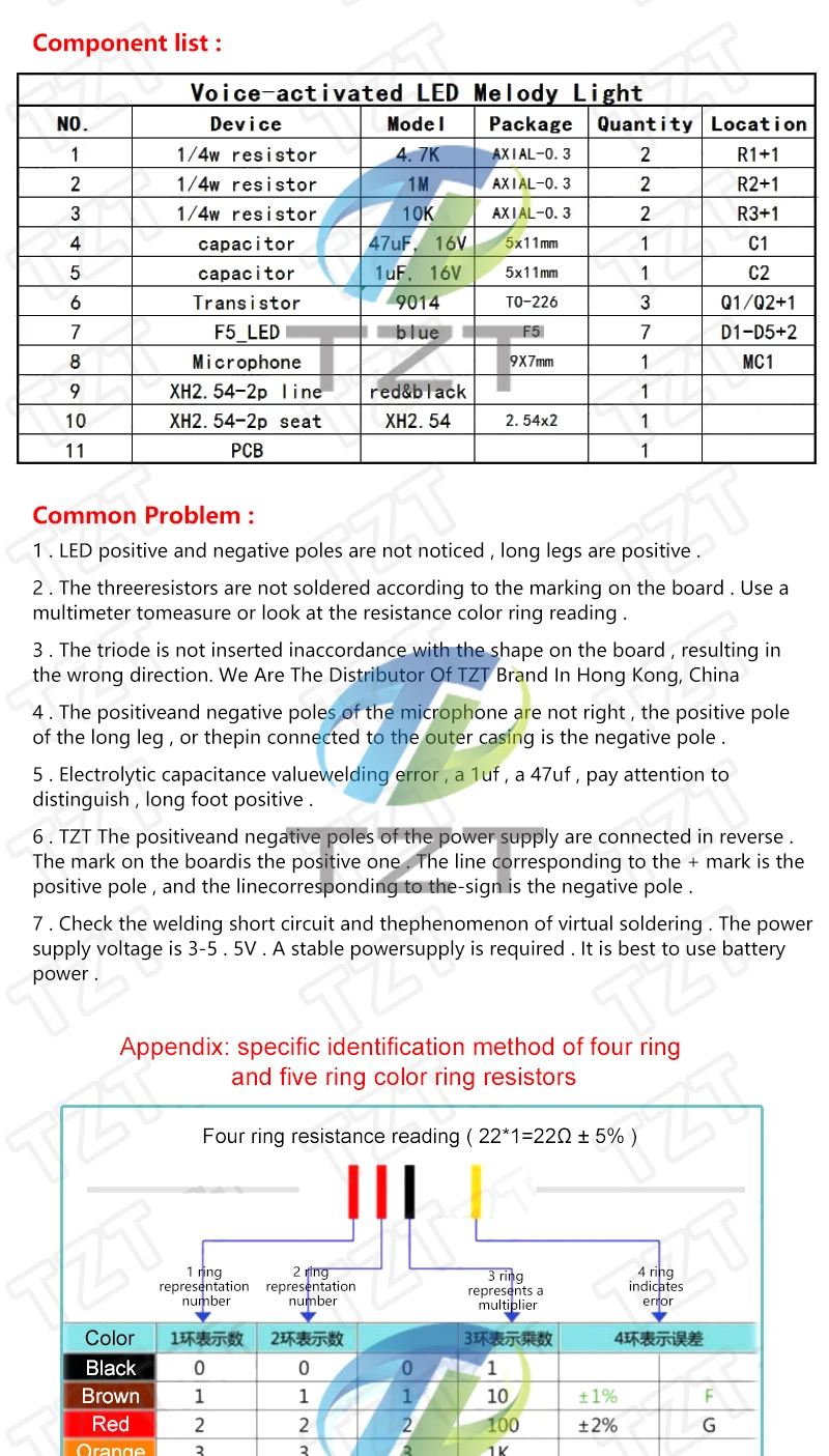 1/3 Stück 3V-5,5V Sprachaktiviertes Steuerungsmodul für LED-Melodiebeleuchtung – Detail 2