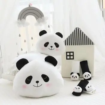

candice guo! cute plush toy lovely cartoon animal panda soft headrest pillow waist cushion belt cover birthday Christmas gift