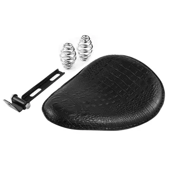

Motorcycle Retro Brown/Black Crocodile Leather Solo Seat Leather Saddle Seat