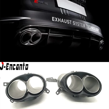

Car Stying Tail Exhaust Muffler Tips Muffler Pipe For Audi RS3 4 5 6 7 8 304 stainless steel carbon fiber