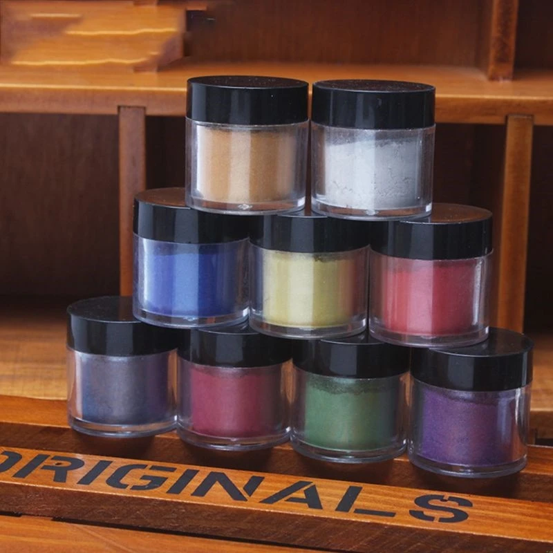 

9 Pcs Pearlescent Mica Pigment Pearl Powder UV Resin Crystal Epoxy Craft DIY Jewelry Making Slime Toning Color Highlight Glitter