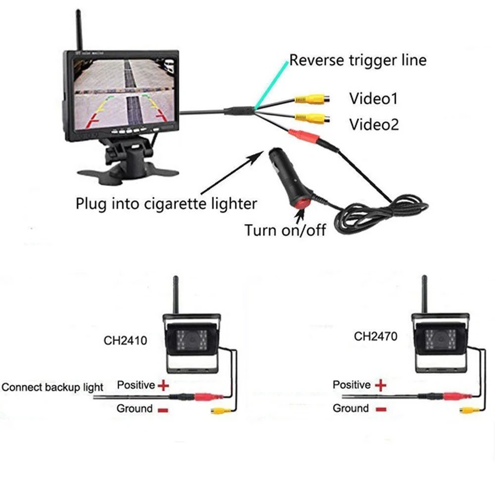 7in Color TFT LCD Monitor Car Rear View Monitor Rearview Display Screen for Vehicle Backup Camera Auto Parking Assist System