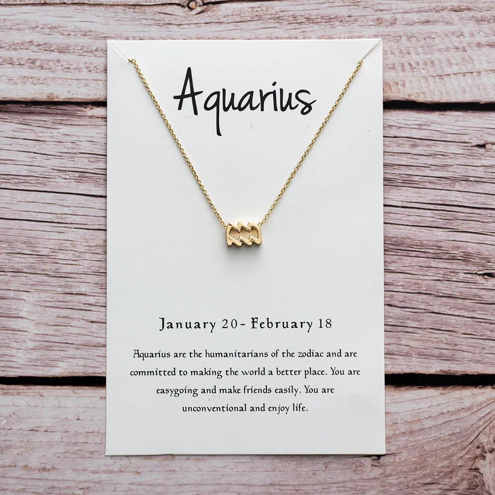 Aquarius Gold Модная Звезда Знак зодиака 12 Созвездие Ожерелье s& ожерелье с подвесками для женщин длинное цепное ожерелье Бижу femme - Окраска металла: Aquarius Gold