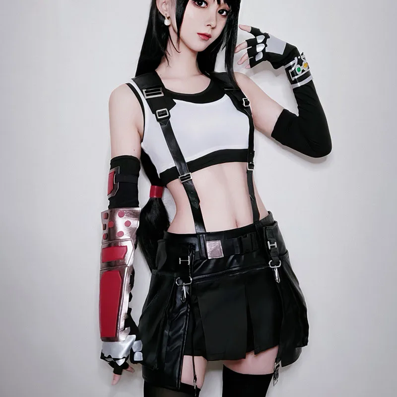 Final Fantasy Tifa Lockhart Косплэй Костюм Униформа Полный комплект с платьем Одежда на