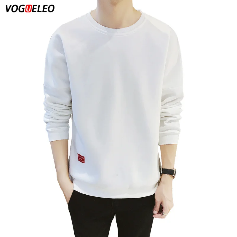 

VOGUELEO 2019Men Clothes New Style Fashion Full Fleece O-Neck Casual LooseYoung Student Spring Autumn Korean Version Long Sleeve
