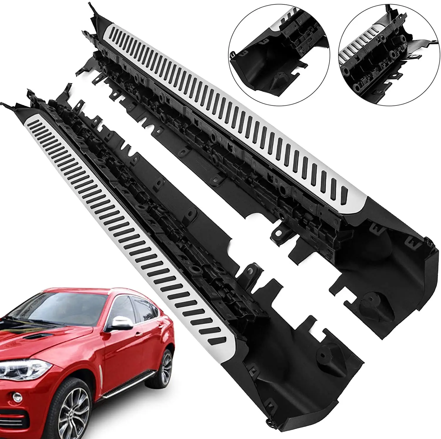 2 Pieces Fixed Aluminum Running Boards Door Side Step Nerf Bar Protector Bar Fit For Bmw X6 F16 2015 2019 Bcwlvew