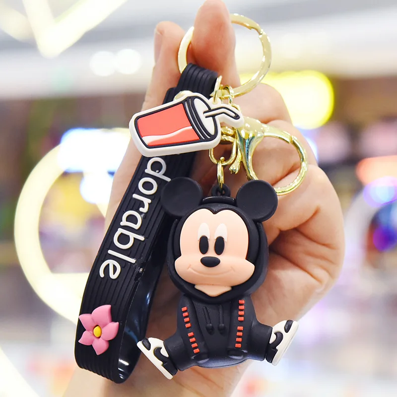 Disney Cartoon Hoodie Mickey Mouse Minnie Stitch Figure Keychain Keyring  Pvc Doll Toy Car Key Chain Bag Pendant Accessories - Action Figures -  AliExpress