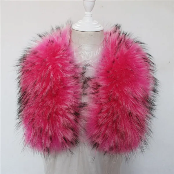 rose Red Модный кожаный меховой воротник, роскошный Теплый натуральный шарф енот, женский большой размер, меховой шарф, мужская и женская меховая шапка - Цвет: rose Red