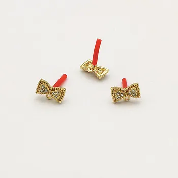 

New arrival! 14x8mm 100pcs Zinc Alloy Rhinestone bows Ear Stud for Hand Made Earrings DIY parts,Jewelry Findings & Components