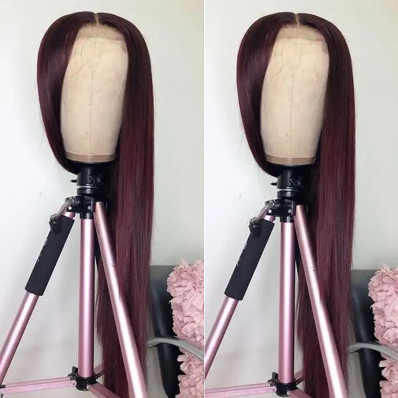 Burgundy Lace Front Human Hair Wigs Colored 99J Human Hair Lace Front Wig Brazilian Straight Human Hair Lace Wigs For Women Remy