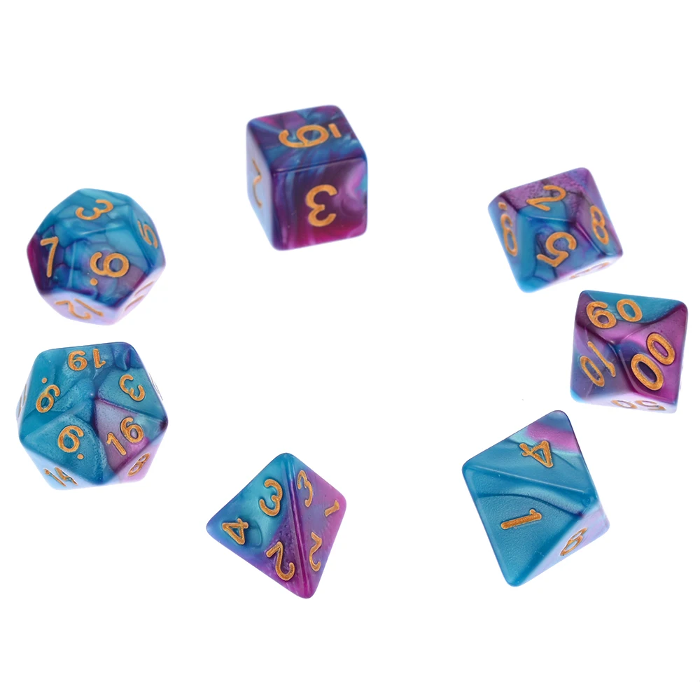 Лидер продаж 7 шт./компл. упаковка полигедральные кости фиолетовые синие для