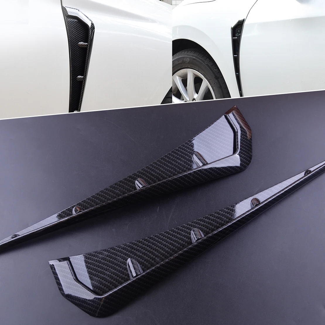 CITALL 2 шт. левый и правый углеродное волокно Стиль боковое крыло Вентиляционное крыло Накладка подходит для Honda Civic