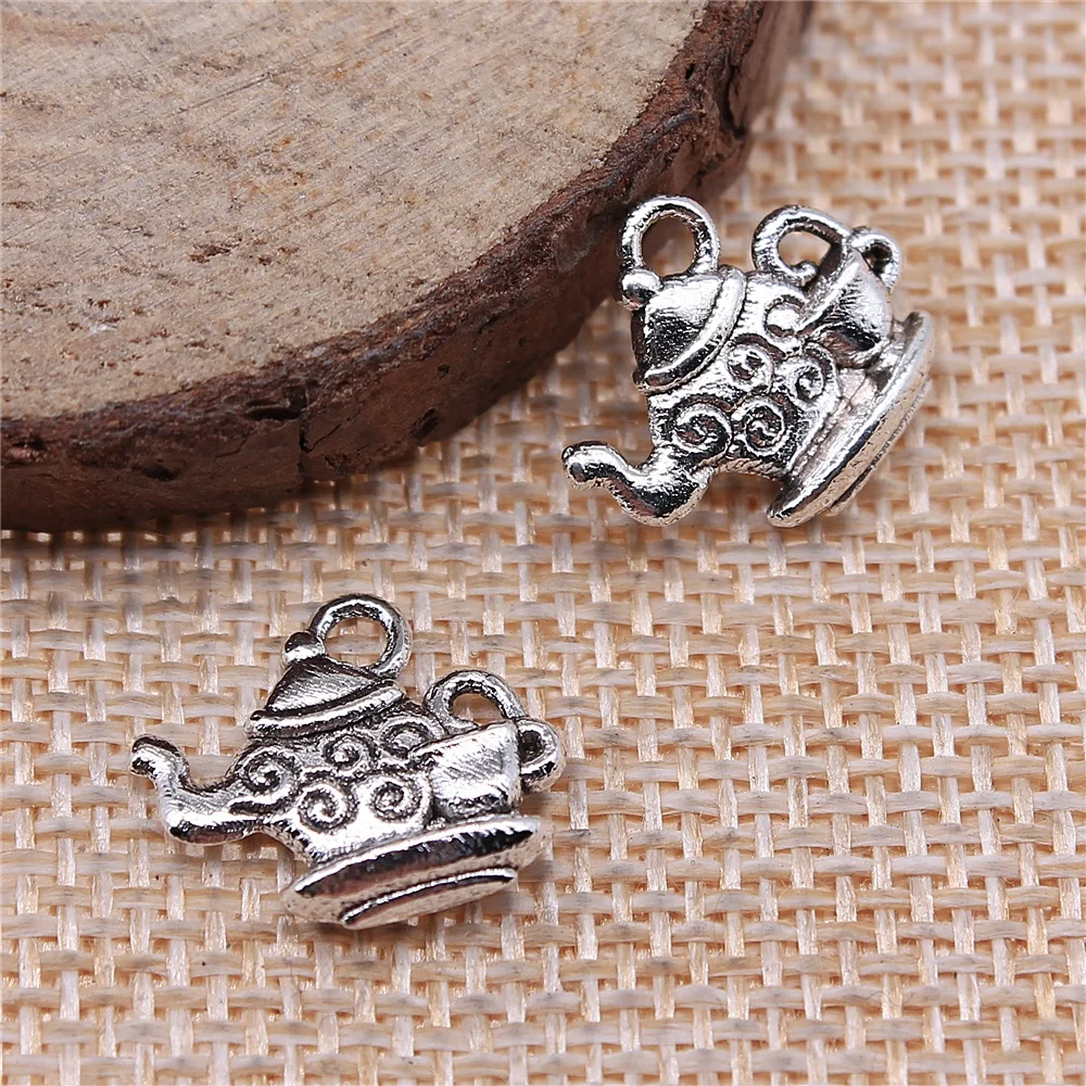 Wecharms 10 шт 13x15 мм Подвески чайник чашка DIY ювелирных изделий античное серебро Цвет