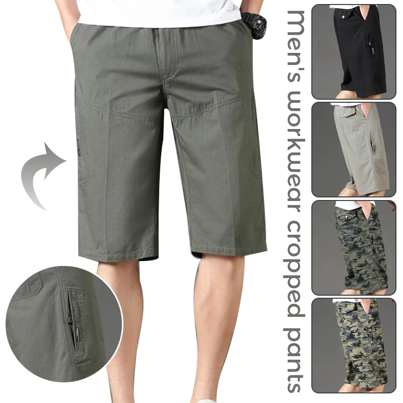 Cargo 3/4 de longitud para hombre, pantalón corto informal holgado de talla grande, pantalones cortos de camuflaje para verano|Pantalones cortos| - AliExpress